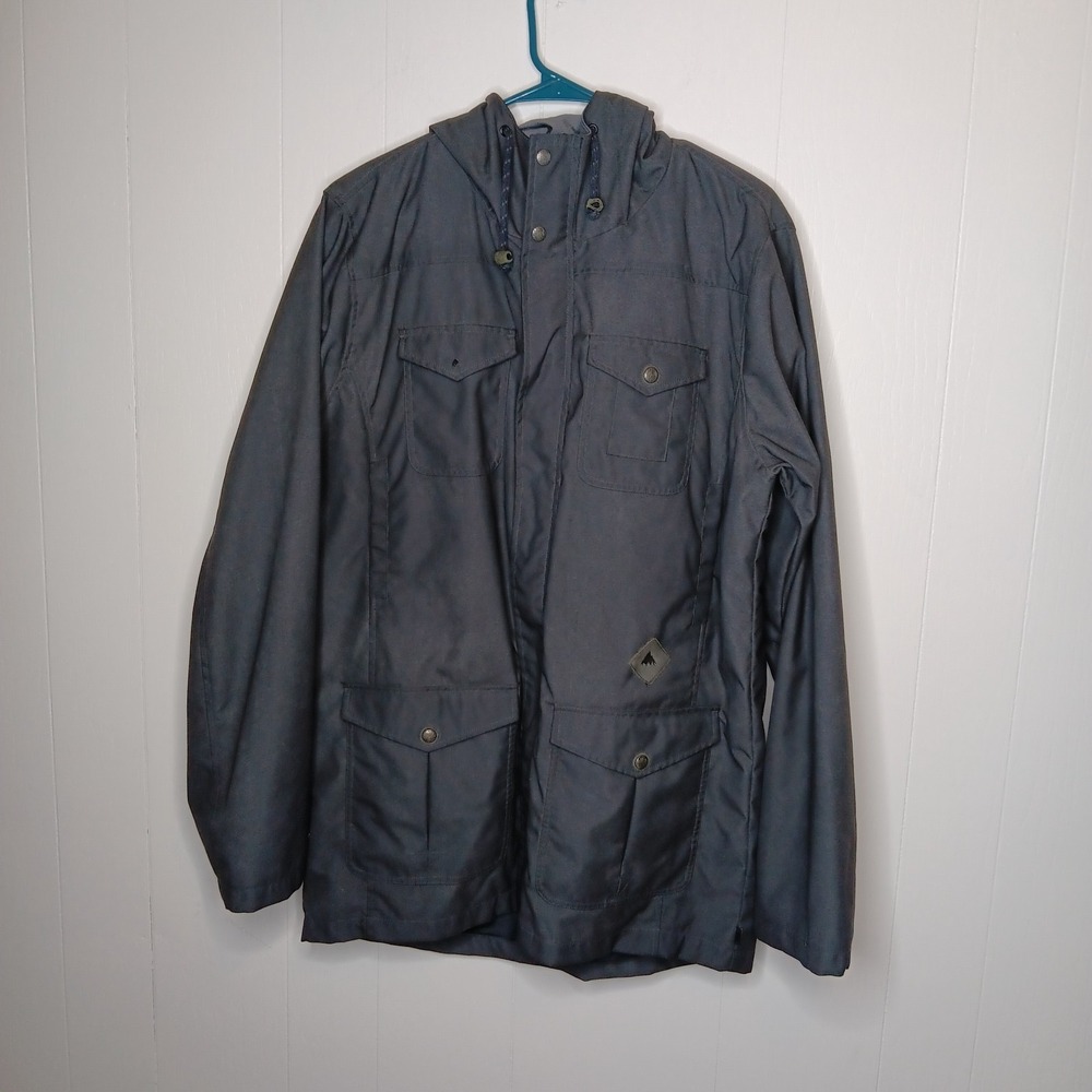 Burton Durable Goods Dryride Jacket Mens Size M Gray Hooded Full Zip Snowboard